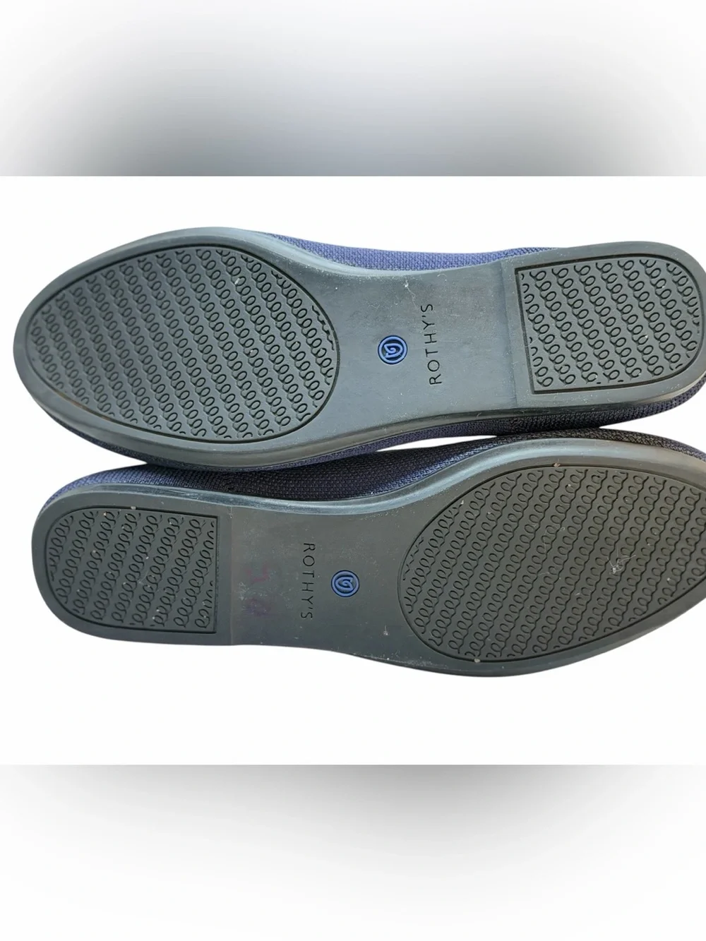 Rothy’s The Flat Navy Knit Ballet Flats Women’s 7.5 EUC Washable